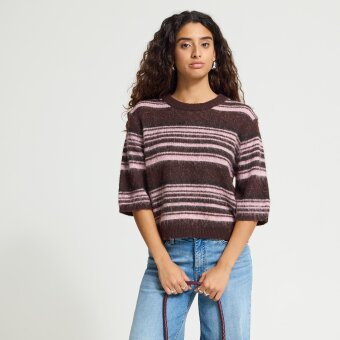 ICHI ( Dame ) - ICHI - IHALLO SS | STRIK FUDGE W PINK STRIPES ICHI ( Dame ) - ICHI - IHALLO SS | STRIK FUDGE W PINK STRIPES