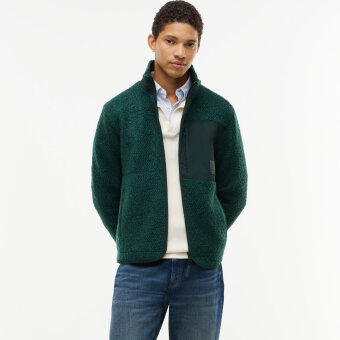 Tommy Hilfiger - Tommy Hilfiger - Wool Teddy fleece cardigan | Fleece Trøje Nocturnal Green Tommy Hilfiger - Tommy Hilfiger - Wool Teddy fleece cardigan | Fleece Trøje Nocturnal Green