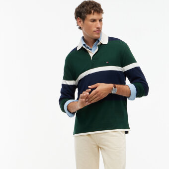Tommy Hilfiger  - Tommy Hilfiger - Colorblock classic LS polo | Sweatshirt Nocturnal Green 