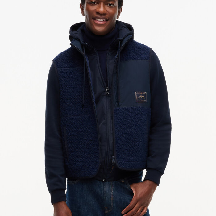 Tommy Hilfiger  - Tommy Hilfiger - Wool Teddy | Vest Carbon Navy