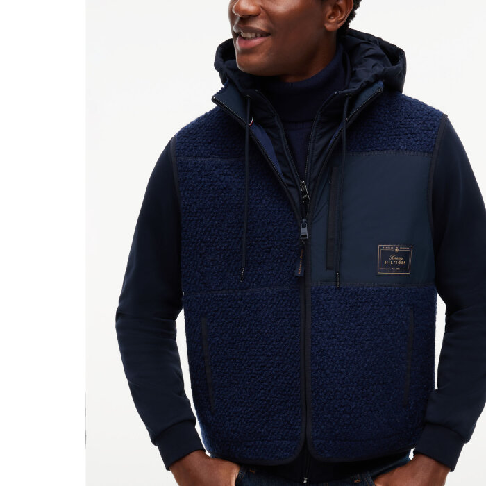 Tommy Hilfiger  - Tommy Hilfiger - Wool Teddy | Vest Carbon Navy