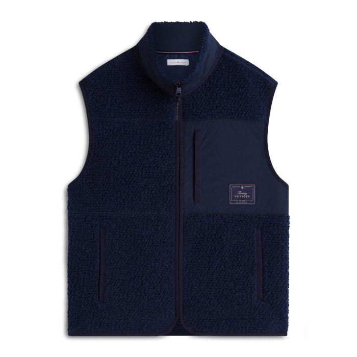 Tommy Hilfiger  - Tommy Hilfiger - Wool Teddy | Vest Carbon Navy