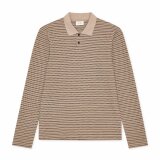 LES DEUX - Les Deux - Knitted stripe polo | Strik Dark Sand LES DEUX - Les Deux - Knitted stripe polo | Strik Dark Sand