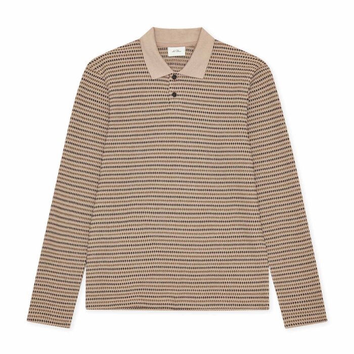 LES DEUX - Les Deux - Knitted stripe polo | Strik Dark Sand