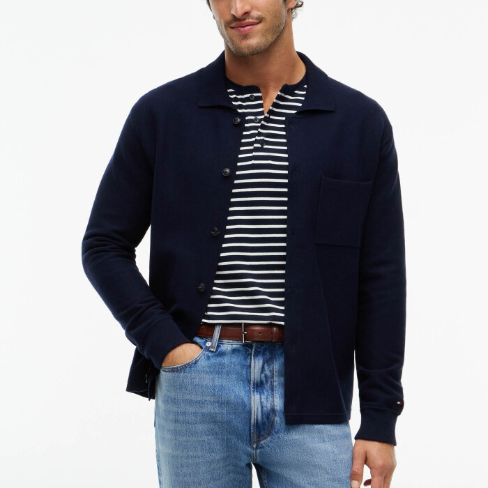 Tommy Hilfiger  - Tommy Hilfiger - Full Milano button through | Cardigan Navy Blue