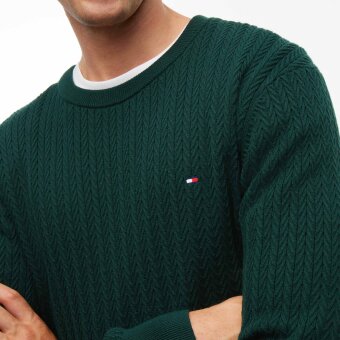 Tommy Hilfiger - Tommy Hilfiger - Herringbone structure C-neck | Strik Noctunal Green Tommy Hilfiger - Tommy Hilfiger - Herringbone structure C-neck | Strik Noctunal Green