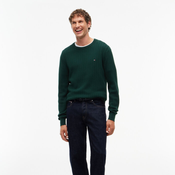 Tommy Hilfiger  - Tommy Hilfiger - Herringbone structure C-neck | Strik Noctunal Green
