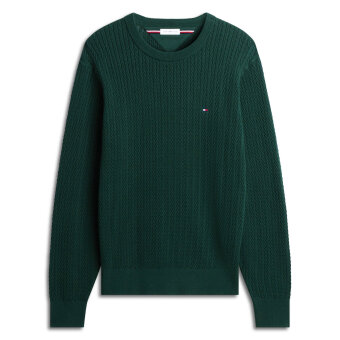 Tommy Hilfiger - Tommy Hilfiger - Herringbone structure C-neck | Strik Noctunal Green Tommy Hilfiger - Tommy Hilfiger - Herringbone structure C-neck | Strik Noctunal Green