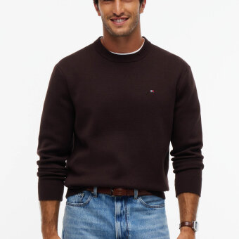 Tommy Hilfiger - Tommy Hilfiger - Full Milano crew neck | Strik Chocolate Tommy Hilfiger - Tommy Hilfiger - Full Milano crew neck | Strik Chocolate