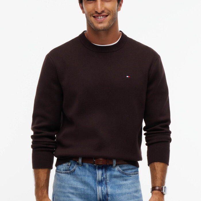 Tommy Hilfiger  - Tommy Hilfiger - Full Milano crew neck | Strik Chocolate