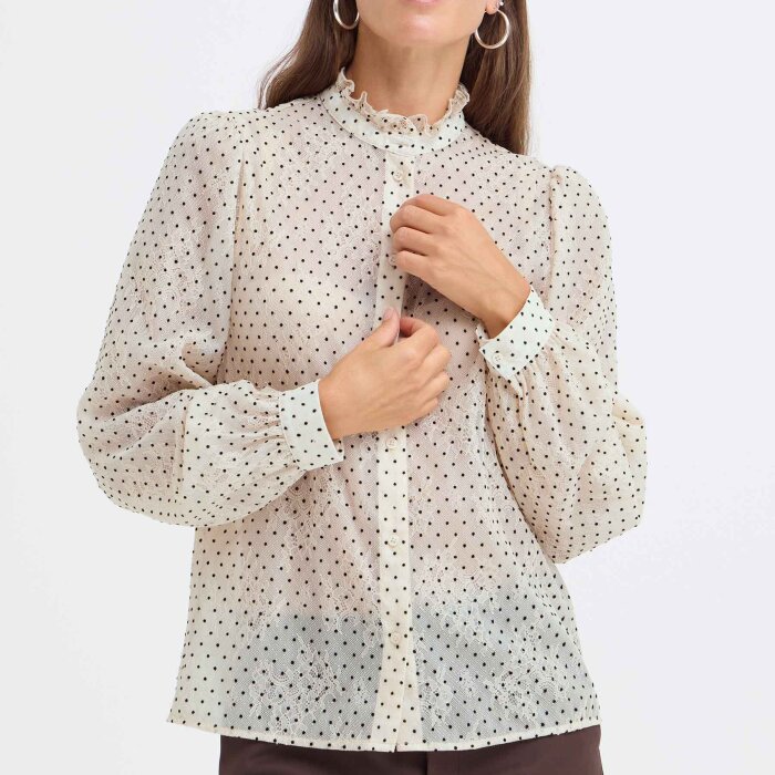 Pulz Jeans ( Dame )  - PULZ - PZFRIDDY BLOUSE | SKJORTE MACADAMIA